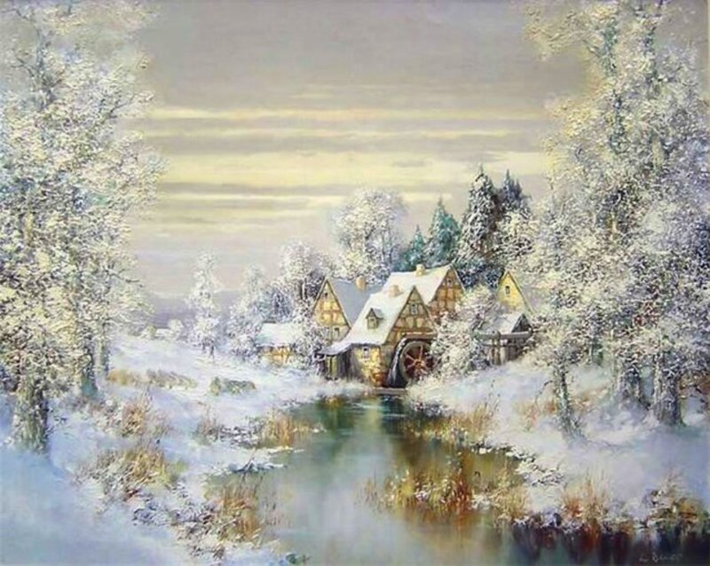 Snow-covered Mill Village