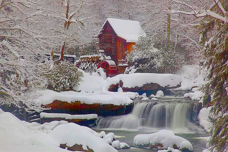 Snow-covered Mill — White, Serene