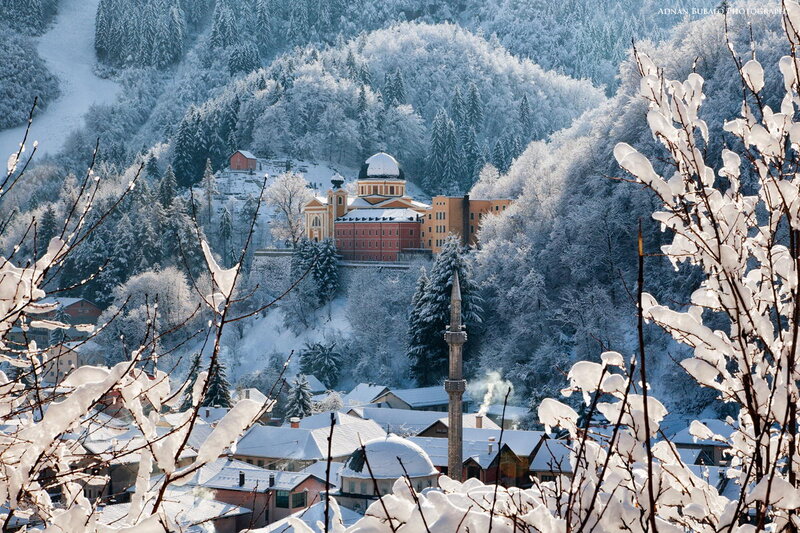 Snow-covered Monastery — White