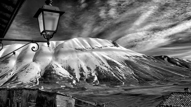 Snow-covered Mountain — Black, Dramatic