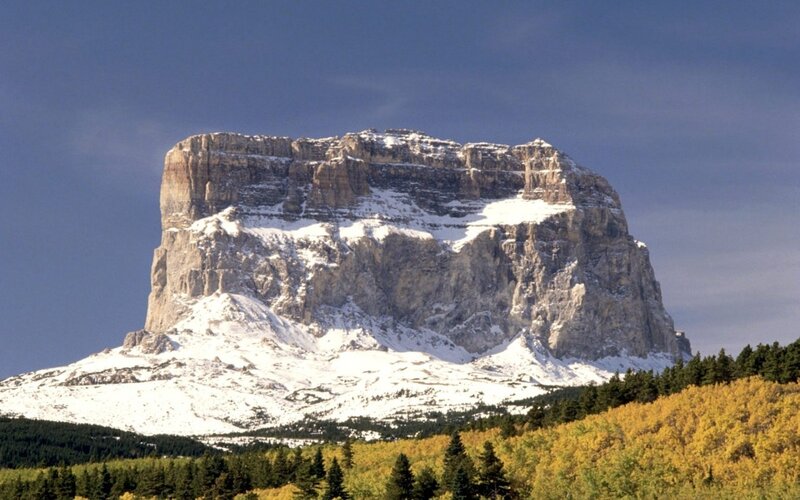 Snow-covered Mountain — Blue, Dramatic, Autumn, Photograph