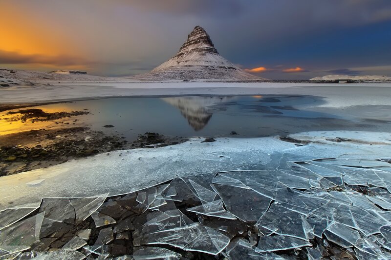 Snow-covered Mountain — Blue, Dramatic, Sunset