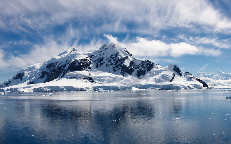 Snow-covered Mountain — Blue, Serene, Afternoon