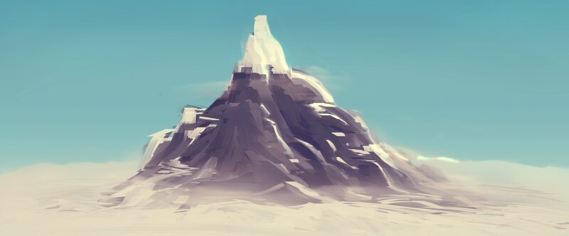 Snow-covered Mountain — Blue, Serene, Digital Art
