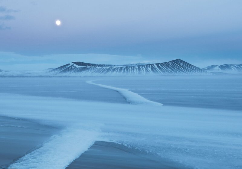Snow-covered Mountain — Blue, Serene, Night