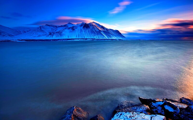 Snow-covered Mountain — Blue, Serene, Sunset