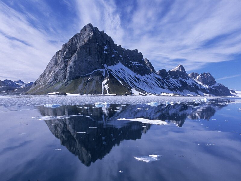 Snow-covered Mountain — Blue, Serene