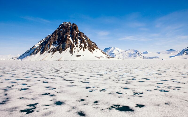 Snow-covered Mountain — Blue, Serene, Winter, Photograph, Ice