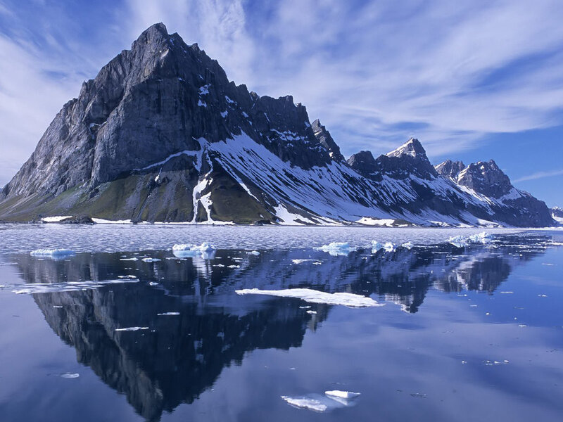 Snow-covered Mountain — Blue, Serene, Winter, Photograph