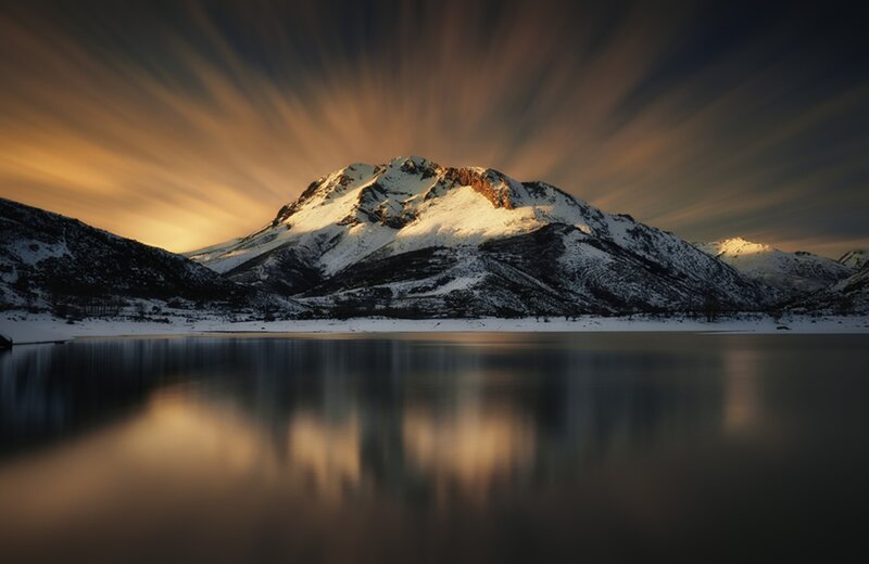 Snow-covered Mountain — Brown