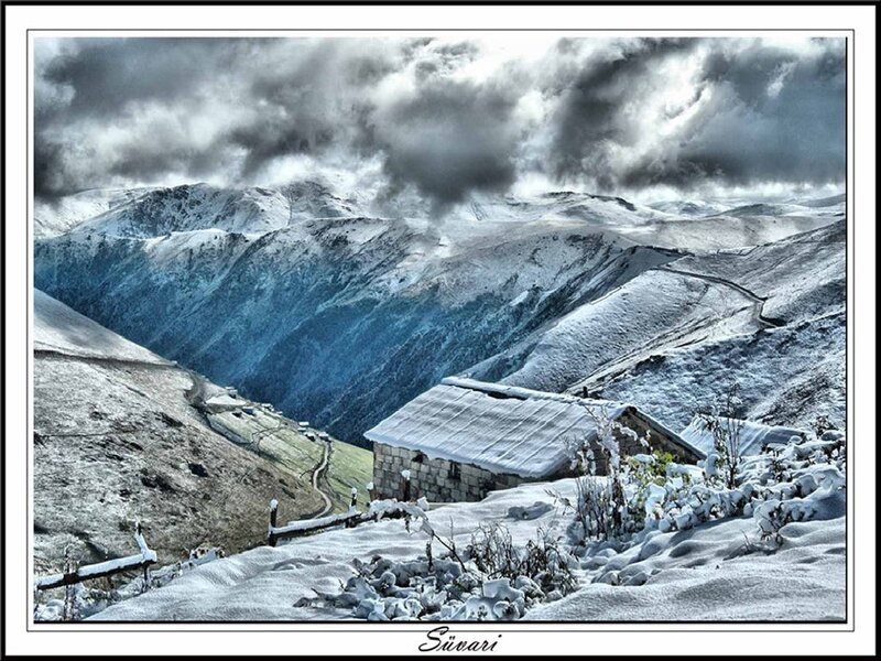 Snow-covered Mountain Cabin — White, Dramatic, Winter