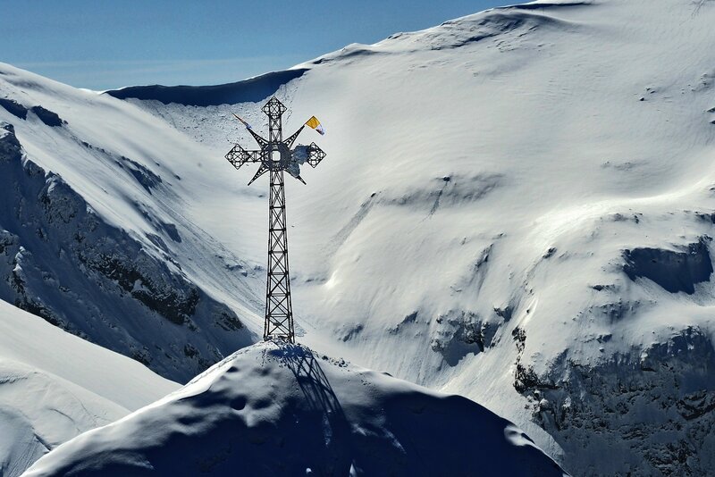 Snow-covered Mountain Cross