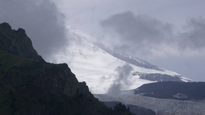 Snow-covered Mountain — Gray, Dramatic, Photograph
