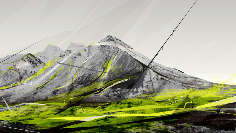 Snow-covered Mountain — Green, Dramatic