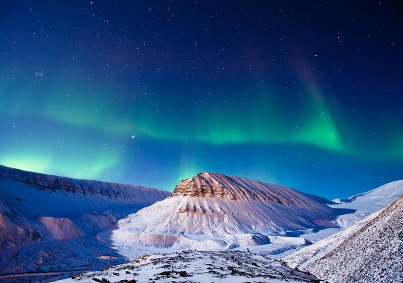Snow-covered Mountain — Green, Serene