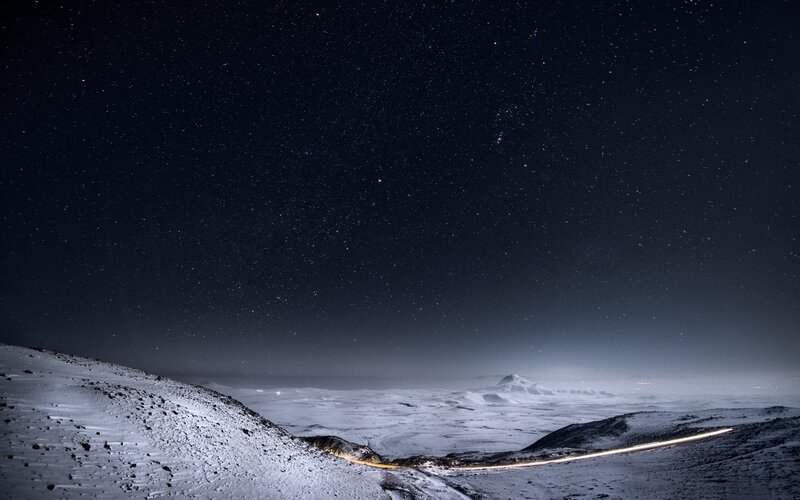 Snow-covered Mountain Landscape — Black
