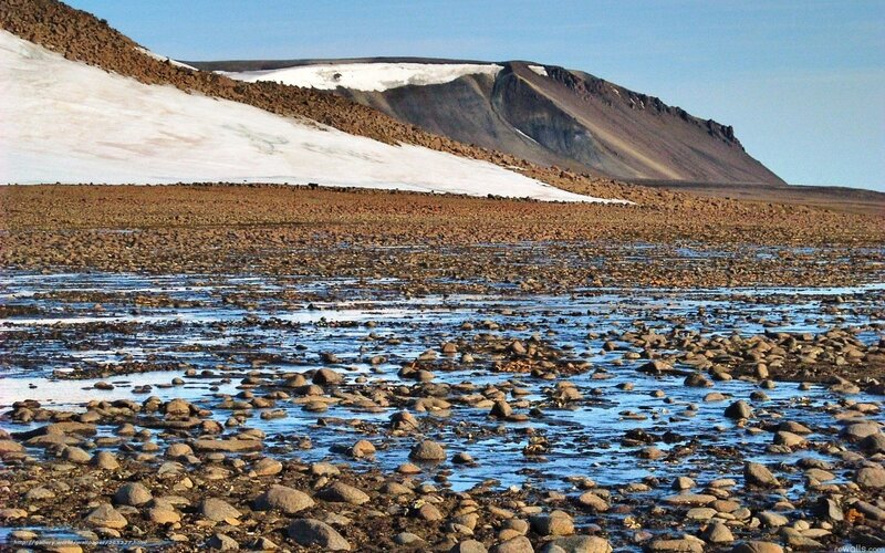 Snow-covered Mountain Landscape — Blue, Desolate