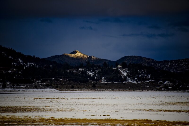 Snow-covered Mountain Landscape — Blue, Dramatic, Night