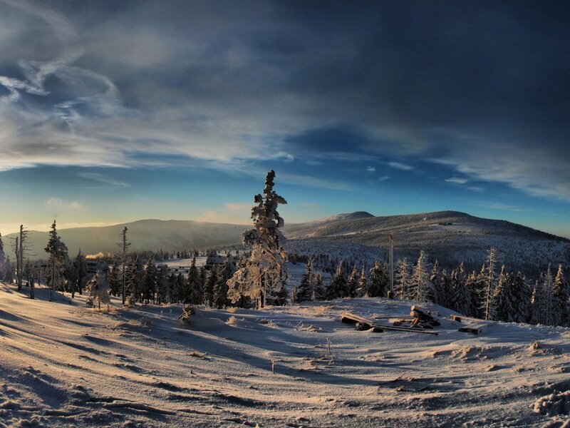 Snow-covered Mountain Landscape — Blue, Dramatic