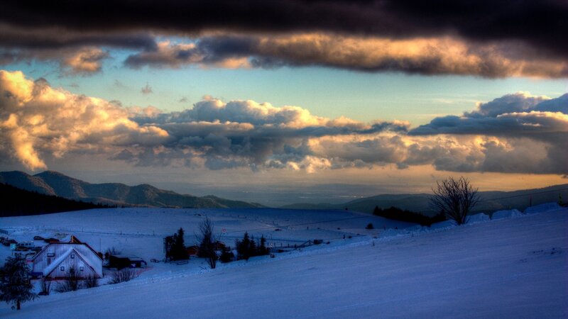 Snow-covered Mountain Landscape — Blue, Dramatic, Winter, Photograph, Mountains