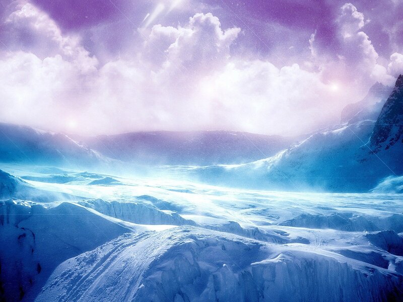 Snow-covered Mountain Landscape — Blue, Serene, Winter