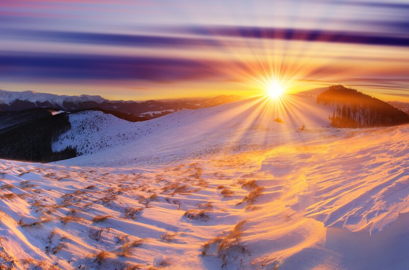 Snow-covered Mountain Landscape — Orange