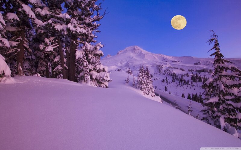 Snow-covered Mountain Landscape — Purple, Serene