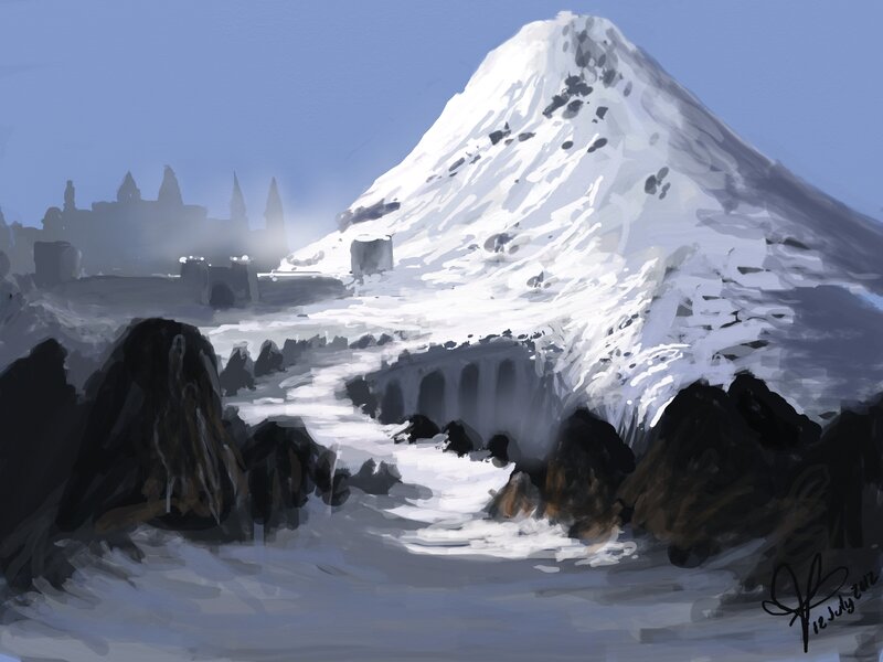 Snow-covered Mountain Landscape — White, Cold, Winter
