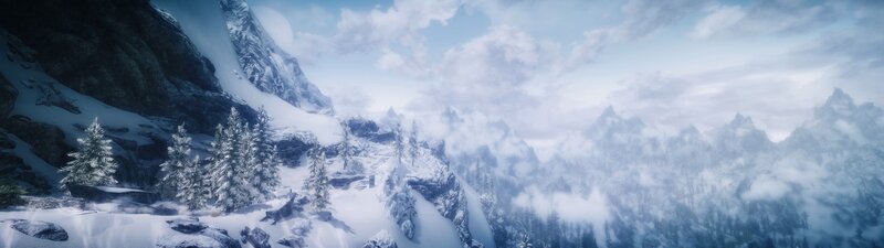 Snow-covered Mountain Landscape — White, Serene, Winter, 3d Render, Trees