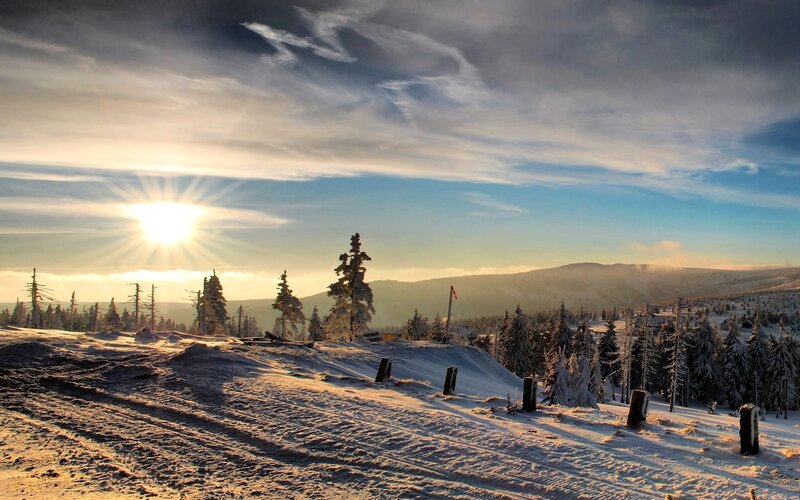 Snow-covered Mountain Landscape — White, Serene, Winter, Photograph