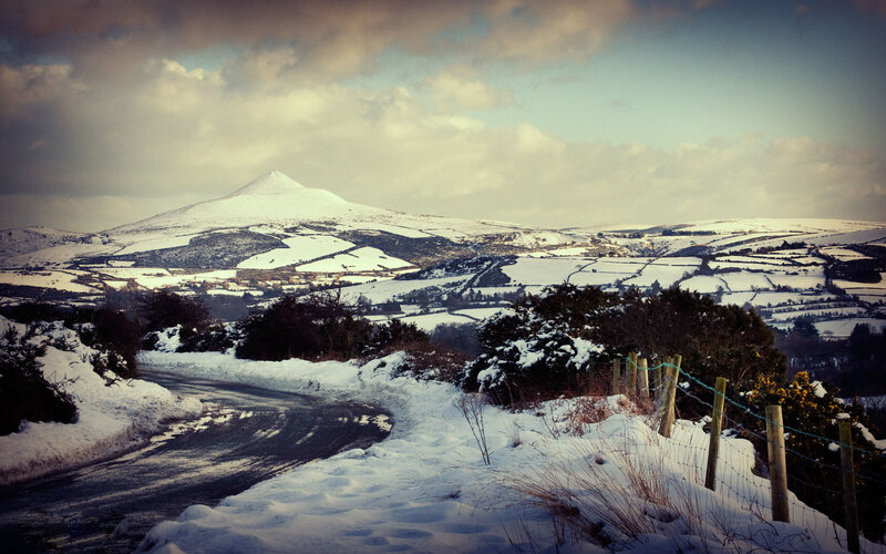 Snow-covered Mountain Landscape — White, Serene, Winter