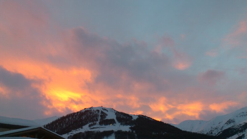 Snow-covered Mountain — Orange, Dramatic