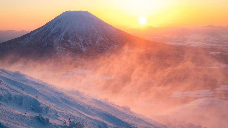 Snow-covered Mountain — Orange, Serene