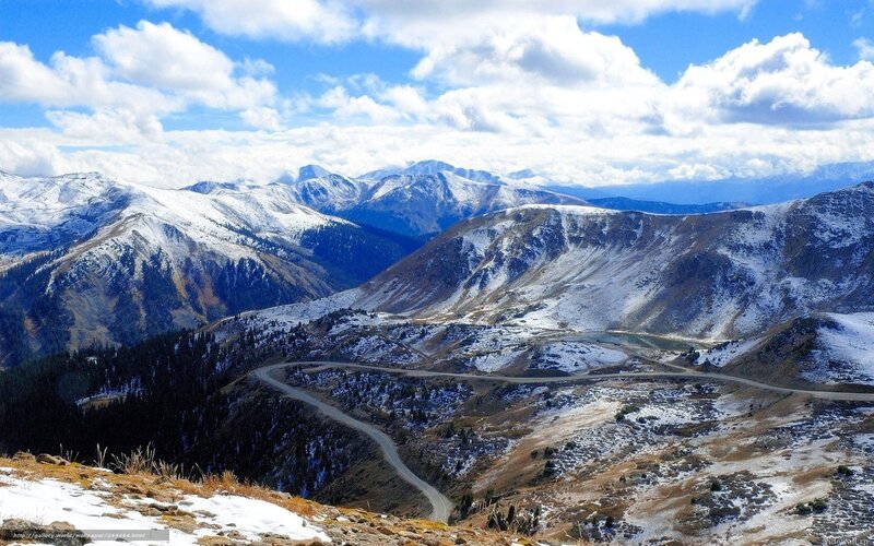 Snow-covered Mountain Pass — Blue, Serene, Winter, Photograph, Mountain Range