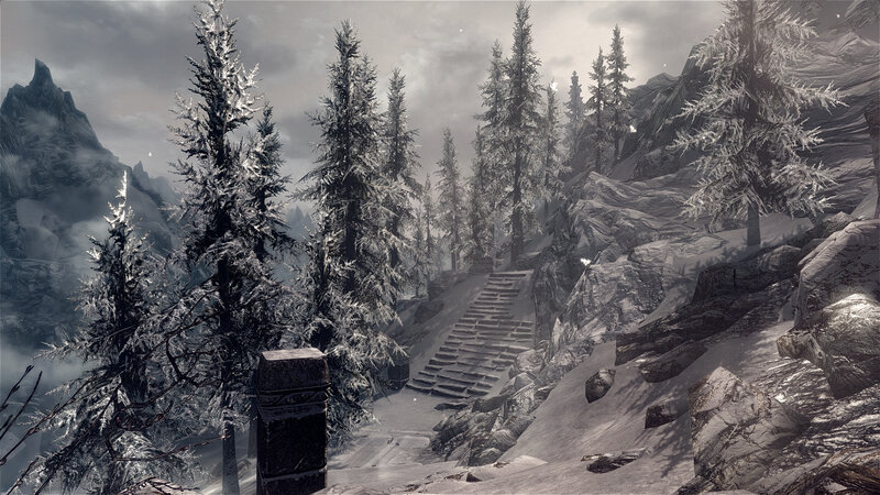 Snow-covered Mountain Path — Gray