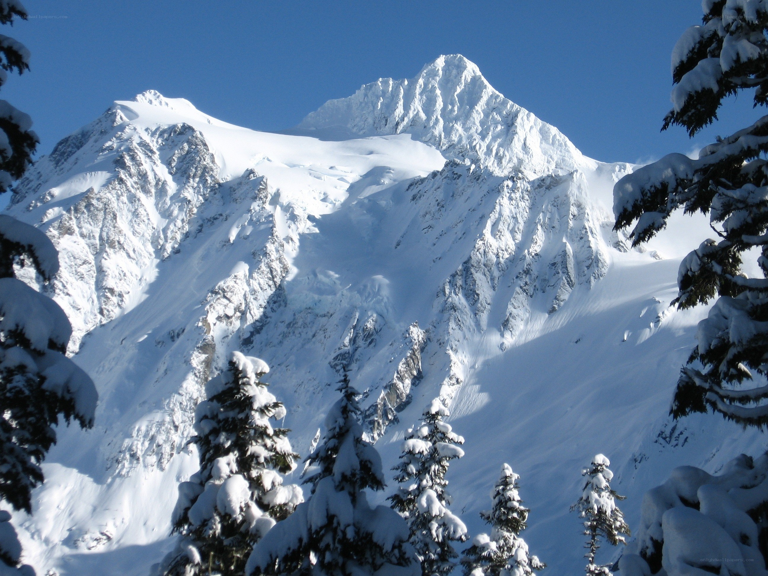 Snow-covered mountain peak