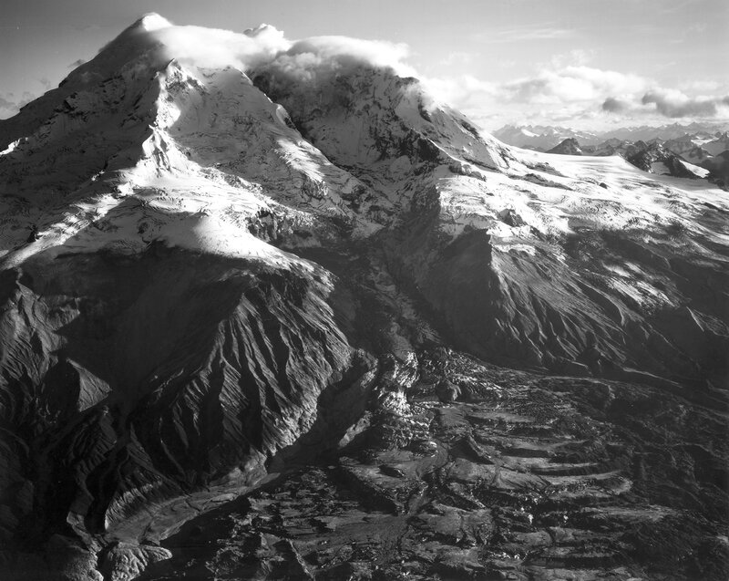 Snow-covered Mountain Peak — Black, Dramatic, Photograph, Clouds, Glaciers