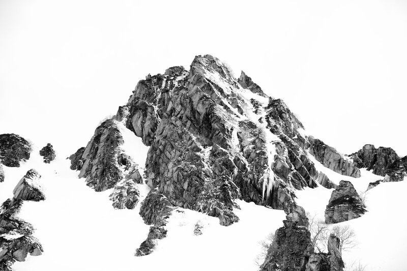 Snow-covered Mountain Peak — Black, Dramatic, Winter, Photograph