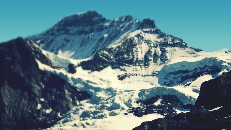 Snow-covered Mountain Peak — Blue, Afternoon