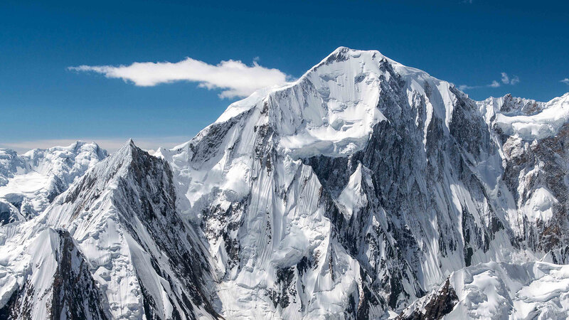Snow-covered Mountain Peak — Blue, Dramatic, Afternoon, Photograph, Cloud