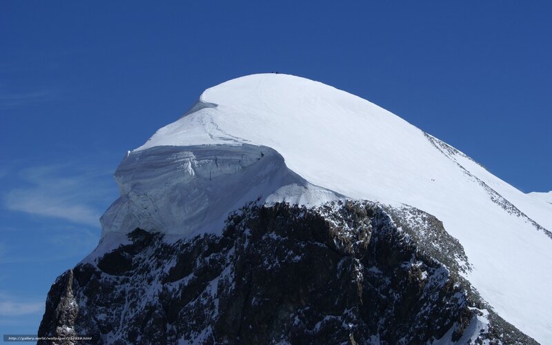 Snow-covered Mountain Peak — Blue, Dramatic, Afternoon, Photograph, Sky, Rock