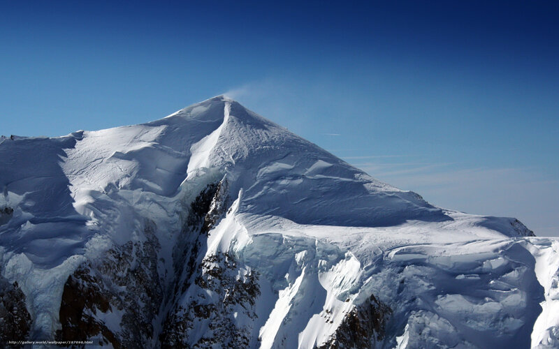Snow-covered Mountain Peak — Blue, Dramatic, Afternoon, Photograph, Sky, Snow