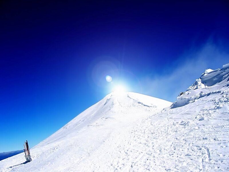 Snow-covered Mountain Peak — Blue, Dramatic, Afternoon, Photograph, Sun, Sky, White