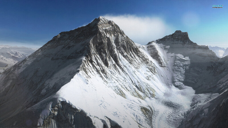 Snow-covered Mountain Peak — Blue, Dramatic, Digital Art