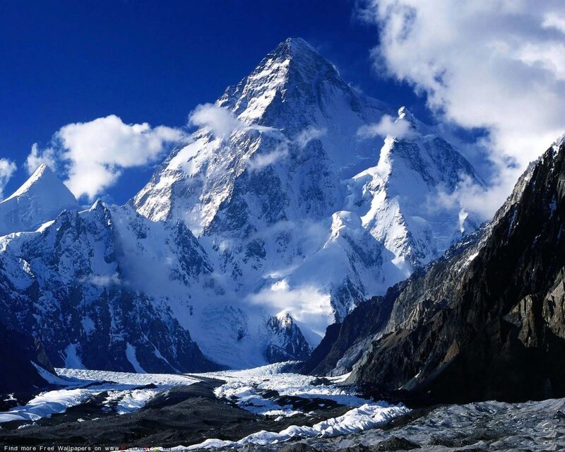 Snow-covered Mountain Peak — Blue, Dramatic, Photograph, Glacier