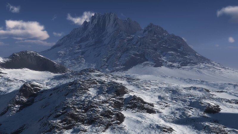 Snow-covered Mountain Peak — Blue, Dramatic, Winter, 3d Render