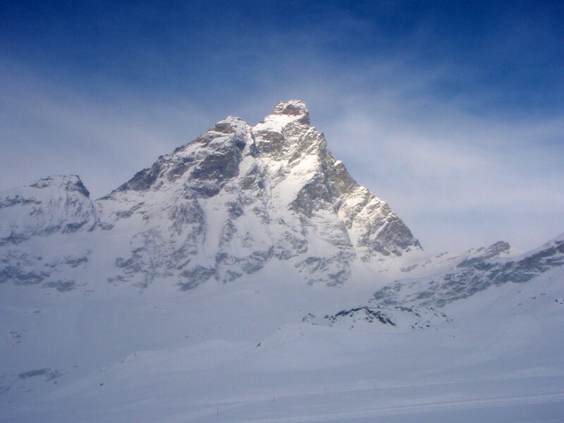 Snow-covered Mountain Peak — Blue, Dramatic, Winter, Photograph
