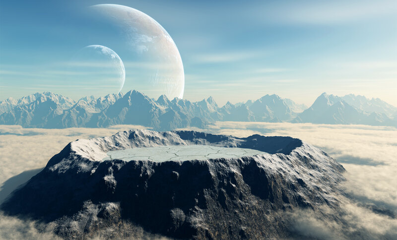 Snow-covered Mountain Peak — Blue, Serene, 3d Render, Mountain Range