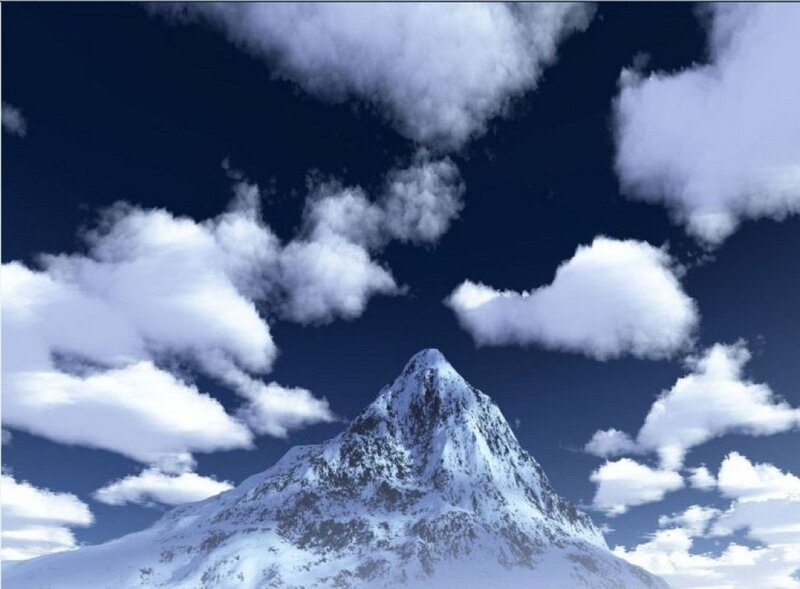Snow-covered Mountain Peak — Blue, Serene, 3d Render