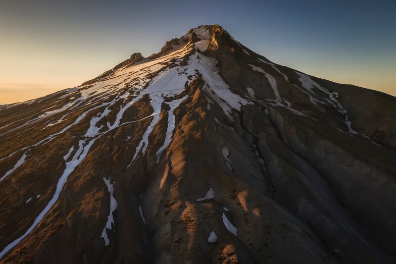 Snow-covered Mountain Peak — Brown, Dramatic, Sunset, Photograph